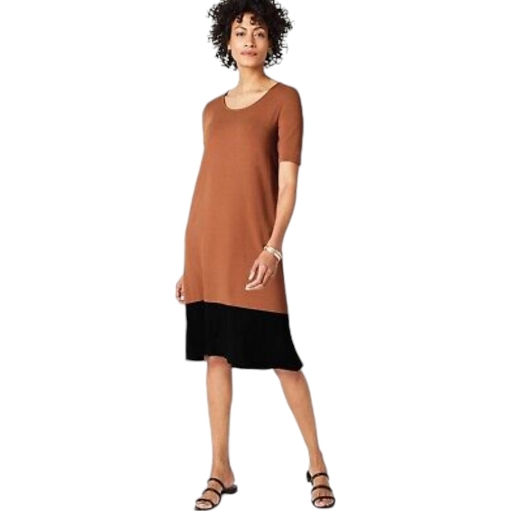 J. Jill Brown & Black Color-Block Shift Dress Size XL‎